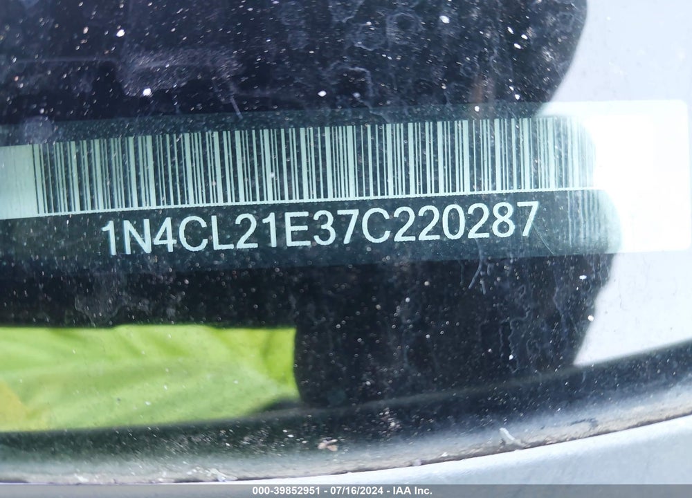 2007 NISSAN ALTIMA HYBRID VIN: 1N4CL21E37C220287