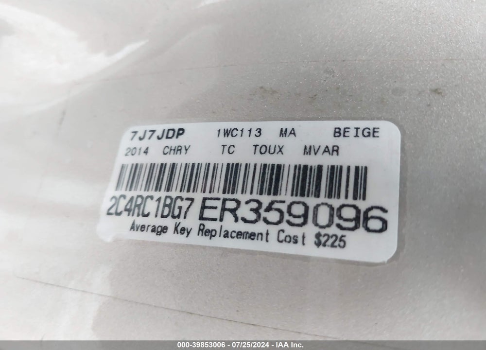2014 CHRYSLER TOWN & COUNTRY TOURING VIN: 2C4RC1BG7ER359096