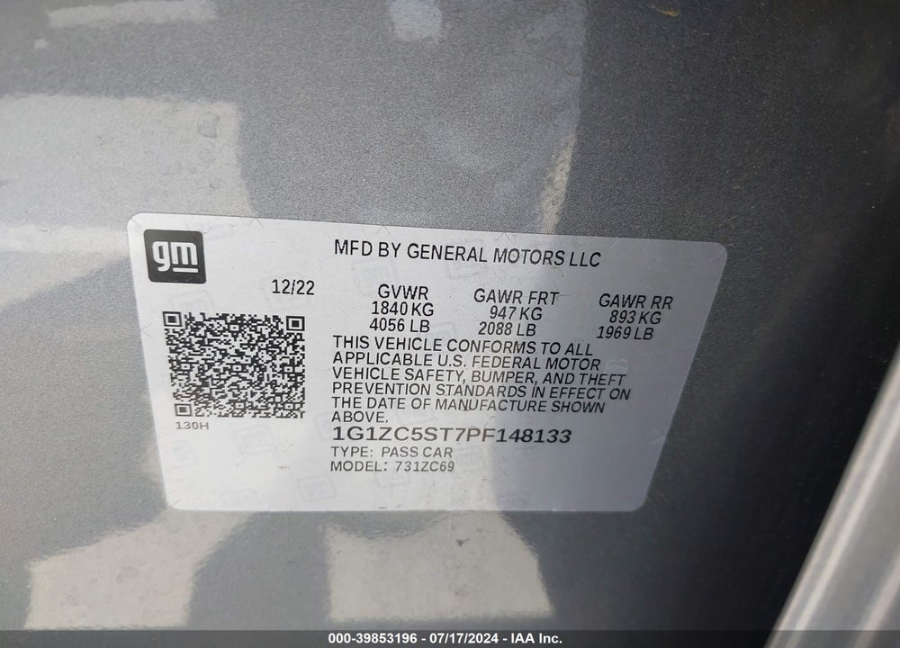 2023 CHEVROLET MALIBU VIN: 1G1ZC5ST7PF148133