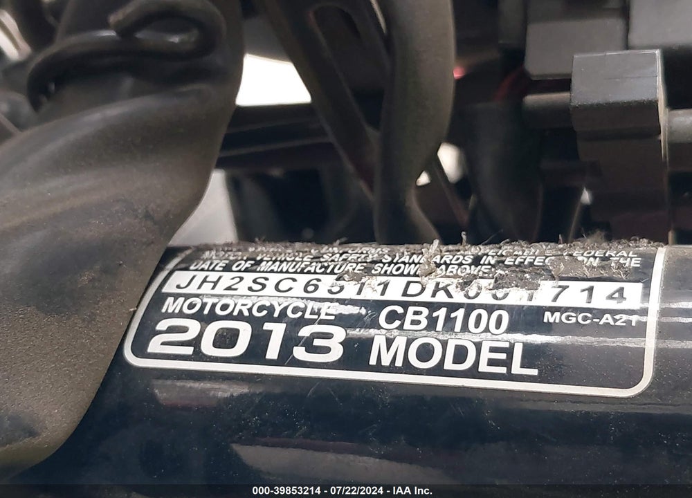 2013 HONDA CB1100 VIN: JH2SC6511DK001714