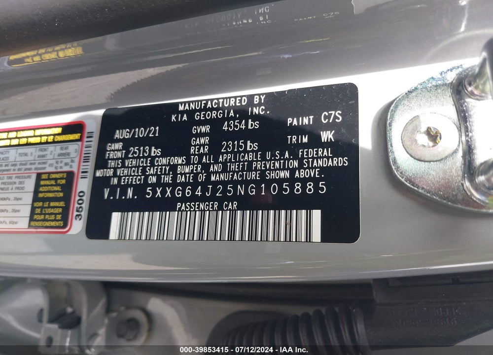2022 KIA K5 GT LINE VIN: 5XXG64J25NG105885