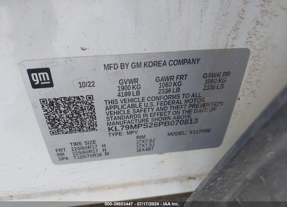 2023 CHEVROLET TRAILBLAZER FWD LT VIN: KL79MPS26PB070813
