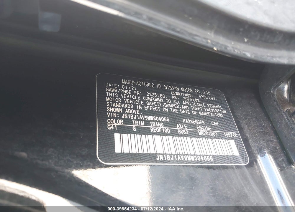 2021 NISSAN ROGUE SPORT S FWD XTRONIC CVT VIN: JN1BJ1AV9MW304066