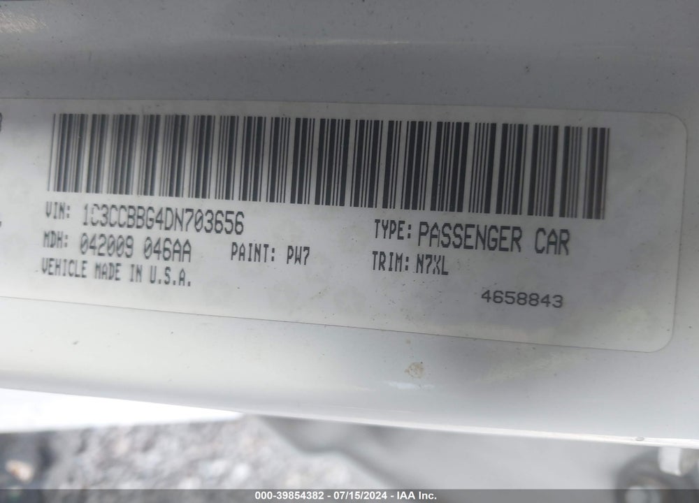 2013 CHRYSLER 200 TOURING VIN: 1C3CCBBG4DN703656