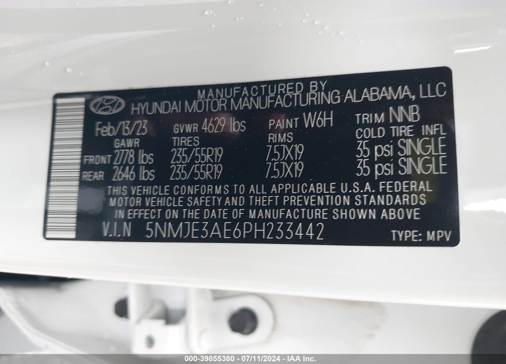 2023 HYUNDAI TUCSON LIMITED VIN: 5NMJE3AE6PH233442