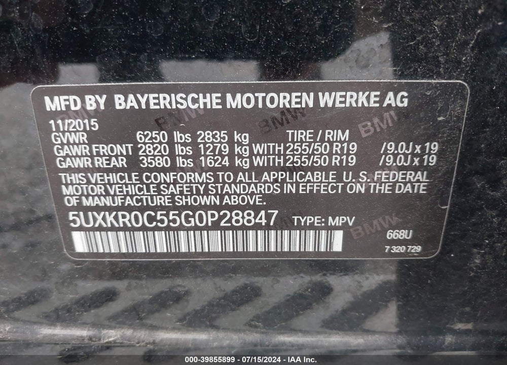 2016 BMW X5 XDRIVE35I VIN: 5UXKR0C55G0P28847