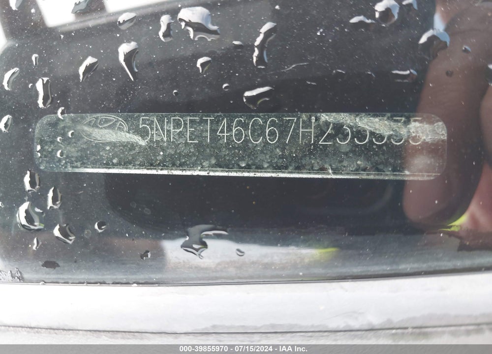 2007 HYUNDAI SONATA GLS VIN: 5NPET46C67H233335