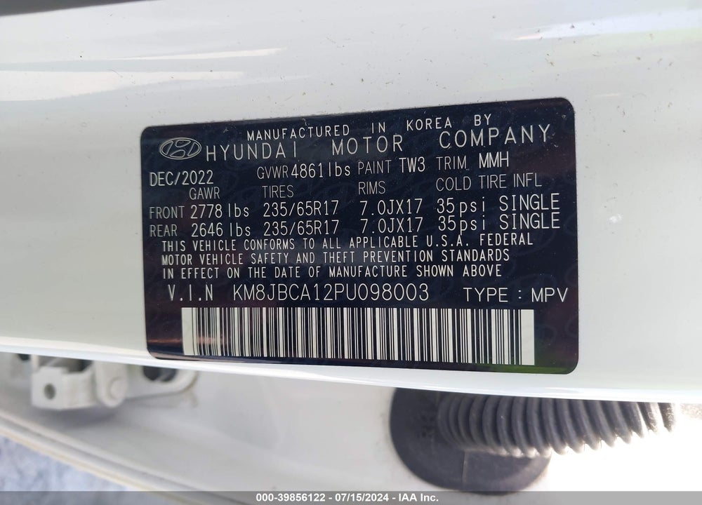 2023 HYUNDAI TUCSON HYBRID BLUE VIN: KM8JBCA12PU098003