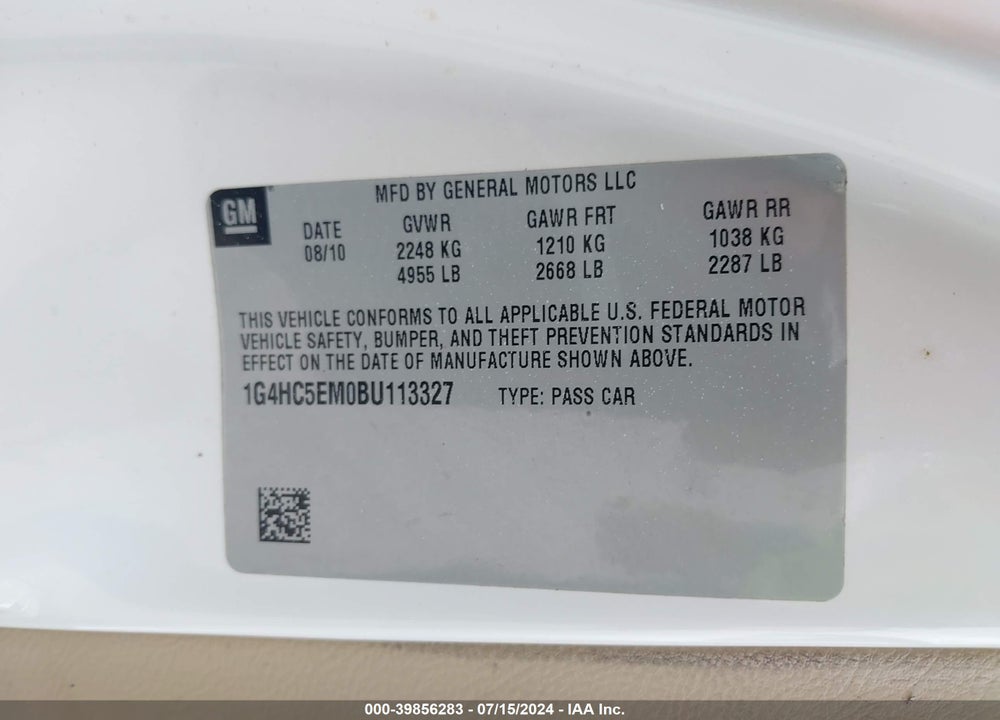 2011 BUICK LUCERNE CXL VIN: 1G4HC5EM0BU113327