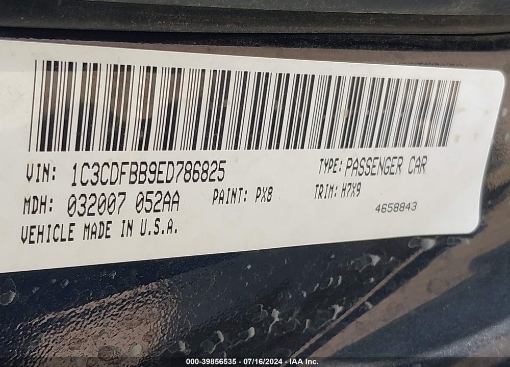 2014 DODGE DART SXT VIN: 1C3CDFBB9ED786825