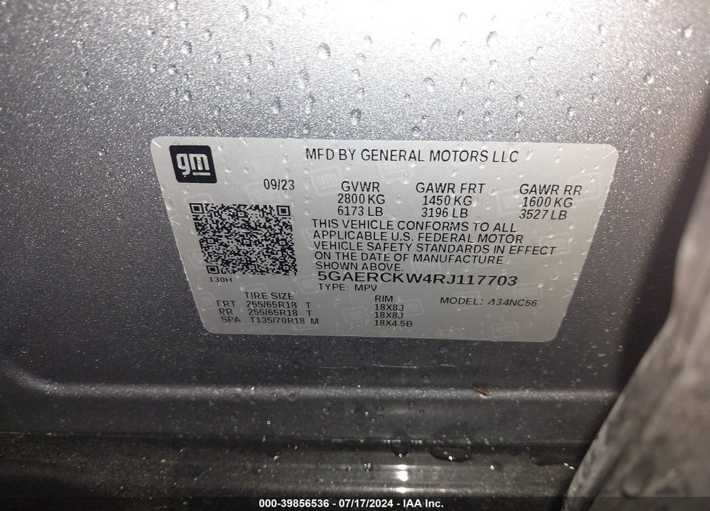 2024 BUICK ENCLAVE PREMIUM FWD VIN: 5GAERCKW4RJ117703
