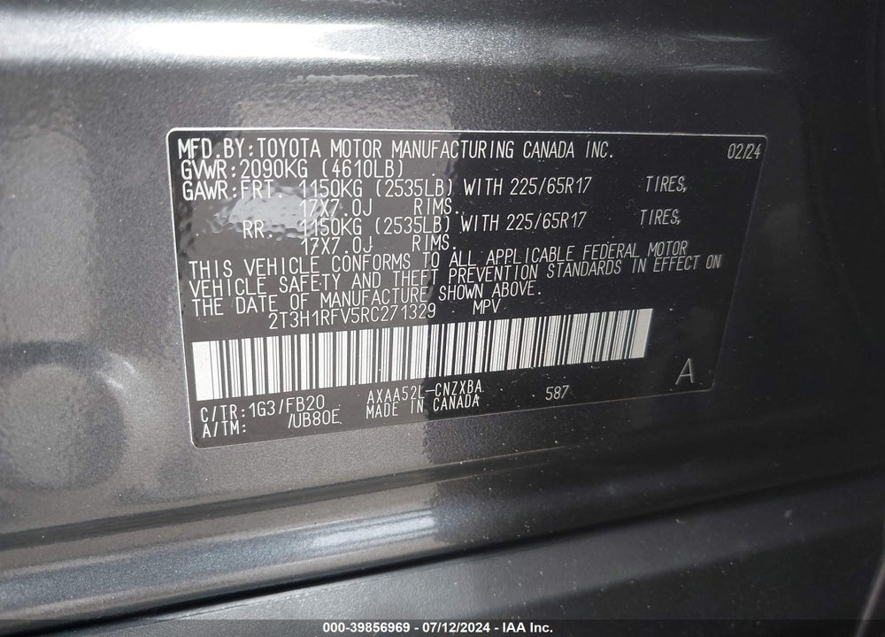 2024 TOYOTA RAV4 LE VIN: 2T3H1RFV5RC271329