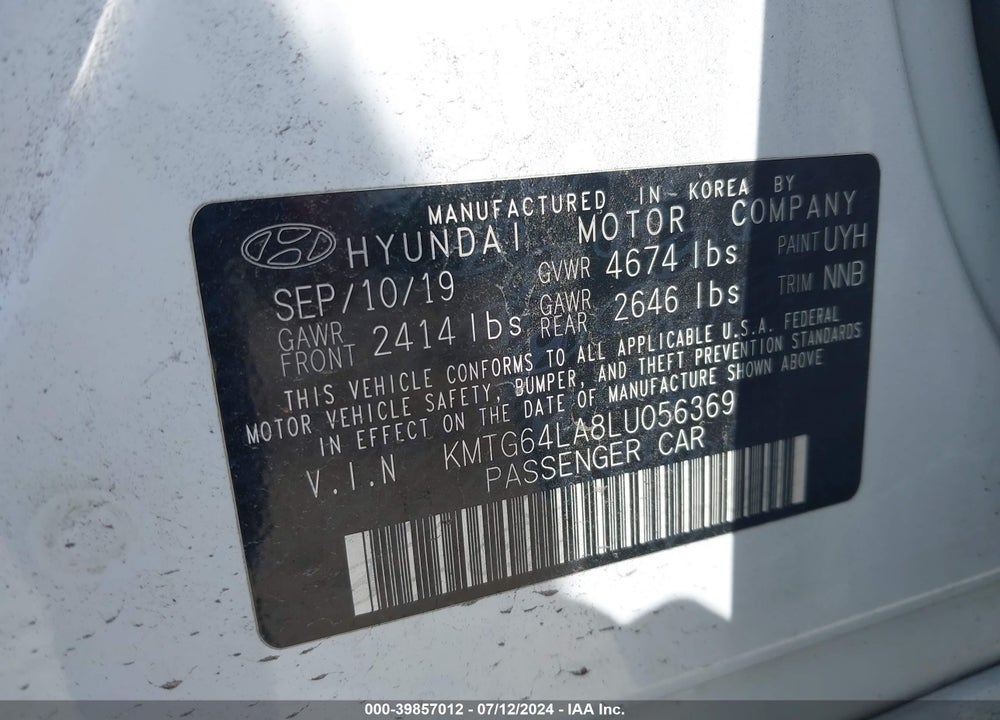 2020 GENESIS G70 2.0T RWD VIN: KMTG64LA8LU056369