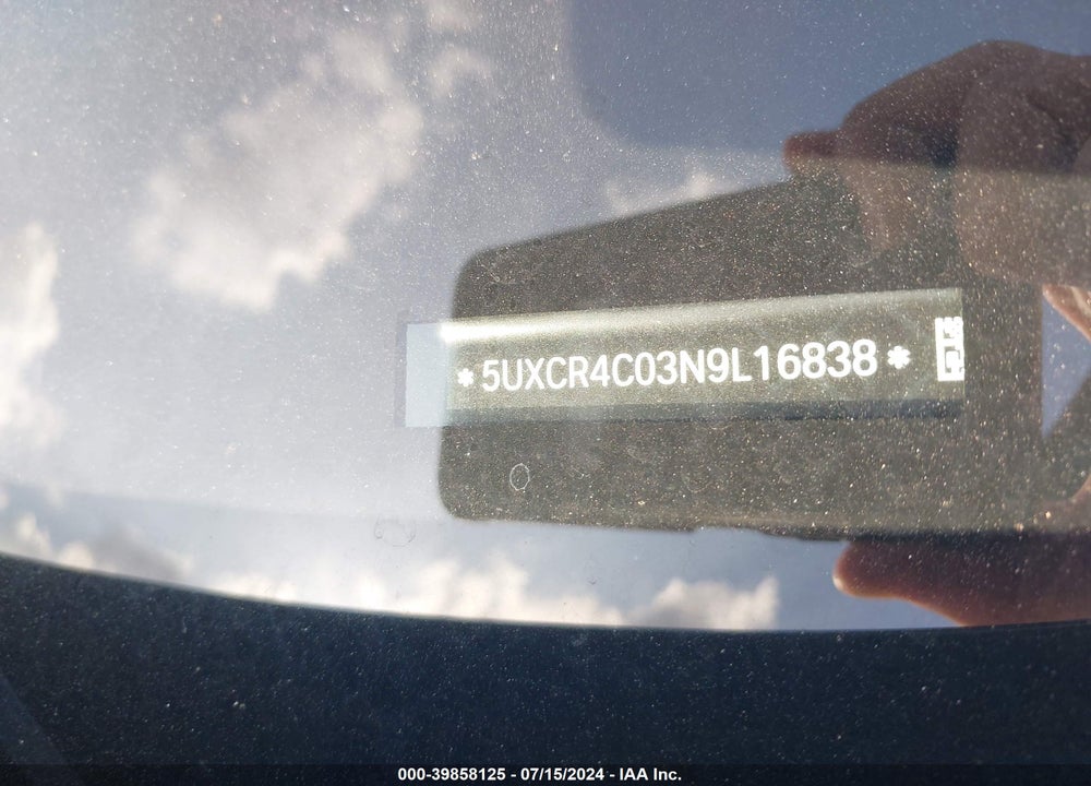 2022 BMW X5 SDRIVE40I VIN: 5UXCR4C03N9L16838