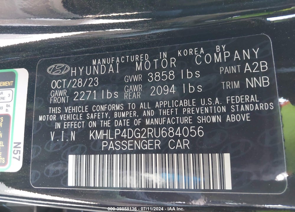 2024 HYUNDAI ELANTRA LIMITED VIN: KMHLP4DG2RU684056