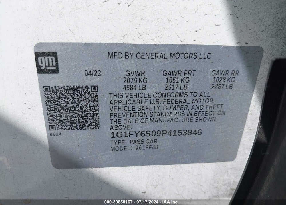 2023 CHEVROLET BOLT EUV VIN: 1G1FY6S09P4153846