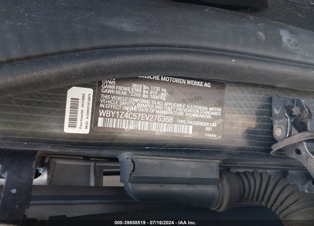 2014 BMW I3 BASE W/RANGE EXTENDER VIN: WBY1Z4C57EV276368