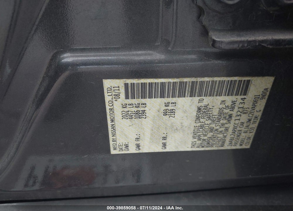 2012 NISSAN ALTIMA 3.5 SR VIN: 1N4BL2APXCC132134