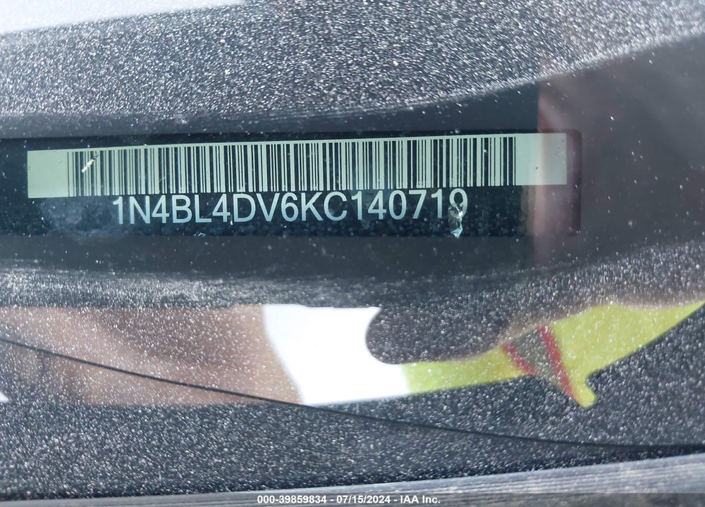 2019 NISSAN ALTIMA 2.5 SV VIN: 1N4BL4DV6KC140719