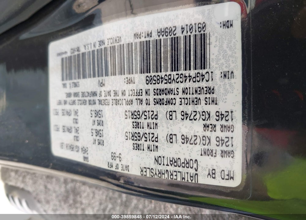 2000 CHRYSLER TOWN & COUNTRY LX VIN: 1C4GP44G2YB548509
