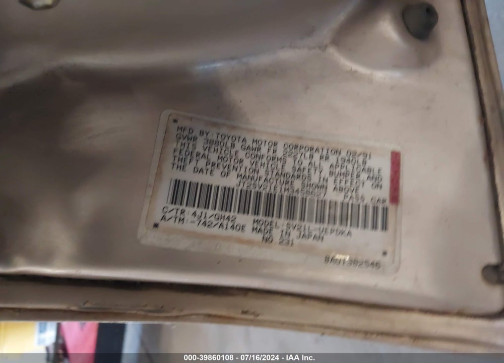 1991 TOYOTA CAMRY DLX VIN: JT2SV21E1M3458627