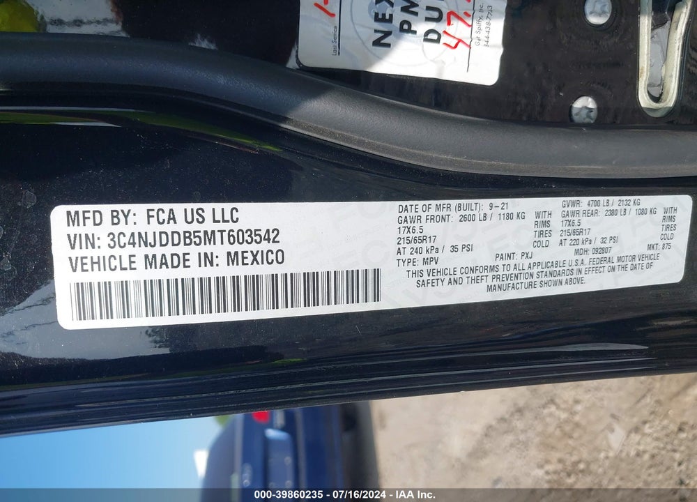 2021 JEEP COMPASS TRAILHAWK 4X4 VIN: 3C4NJDDB5MT603542