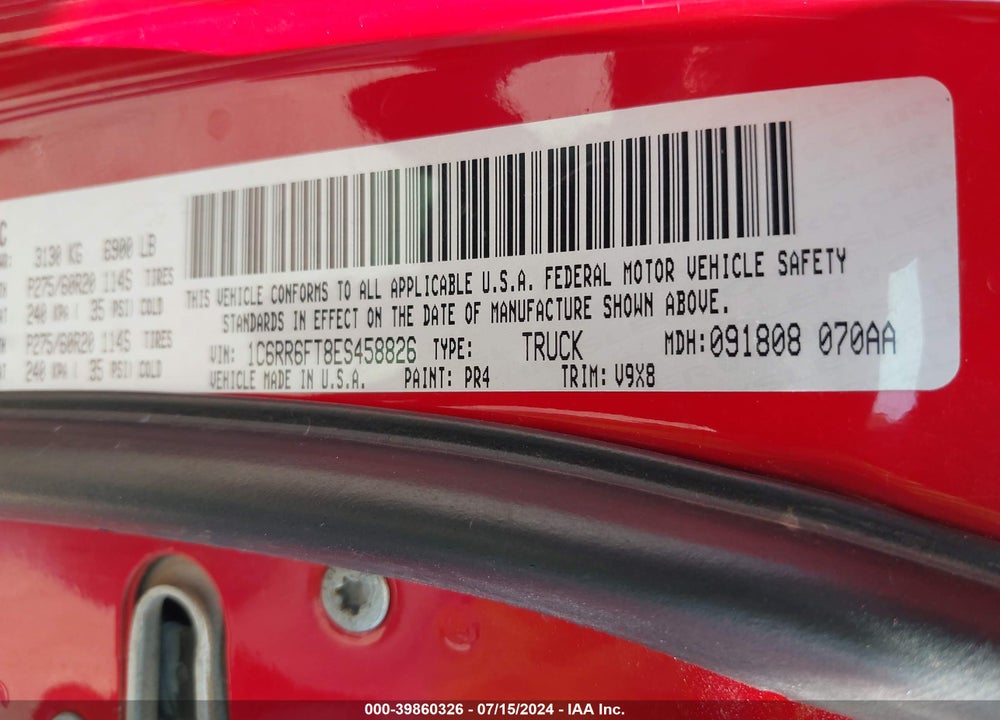 2014 RAM 1500 VIN: 1C6RR6FT8ES458826