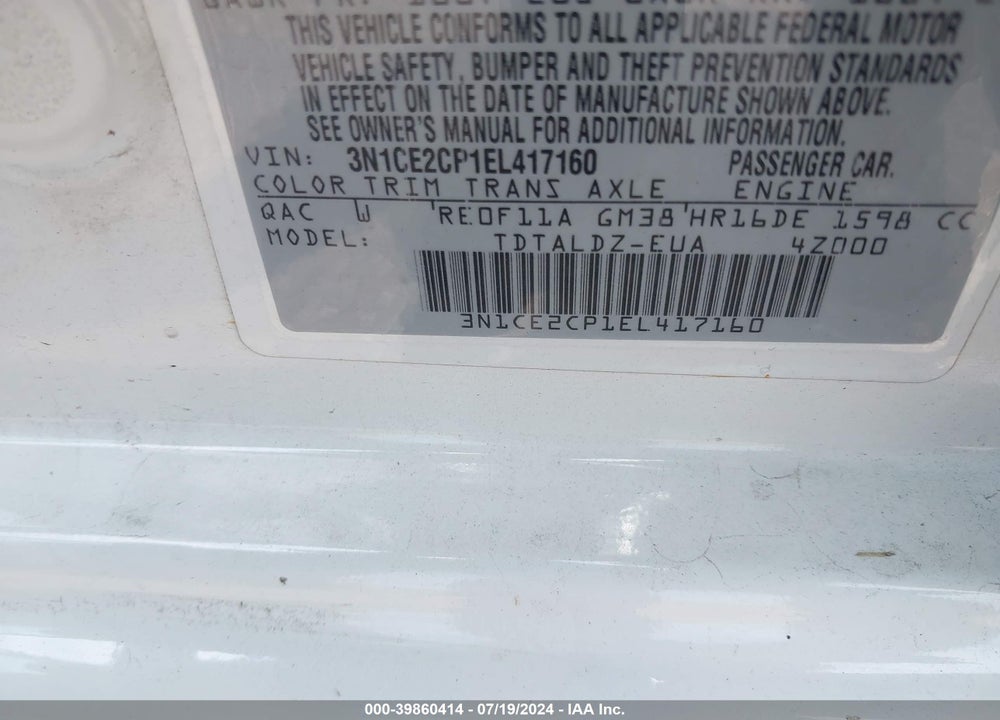 2014 NISSAN VERSA NOTE SV VIN: 3N1CE2CP1EL417160