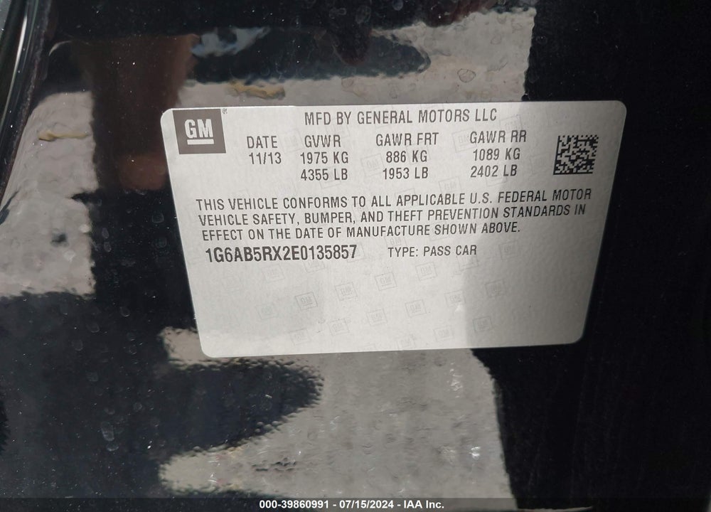 2014 CADILLAC ATS LUXURY VIN: 1G6AB5RX2E0135857