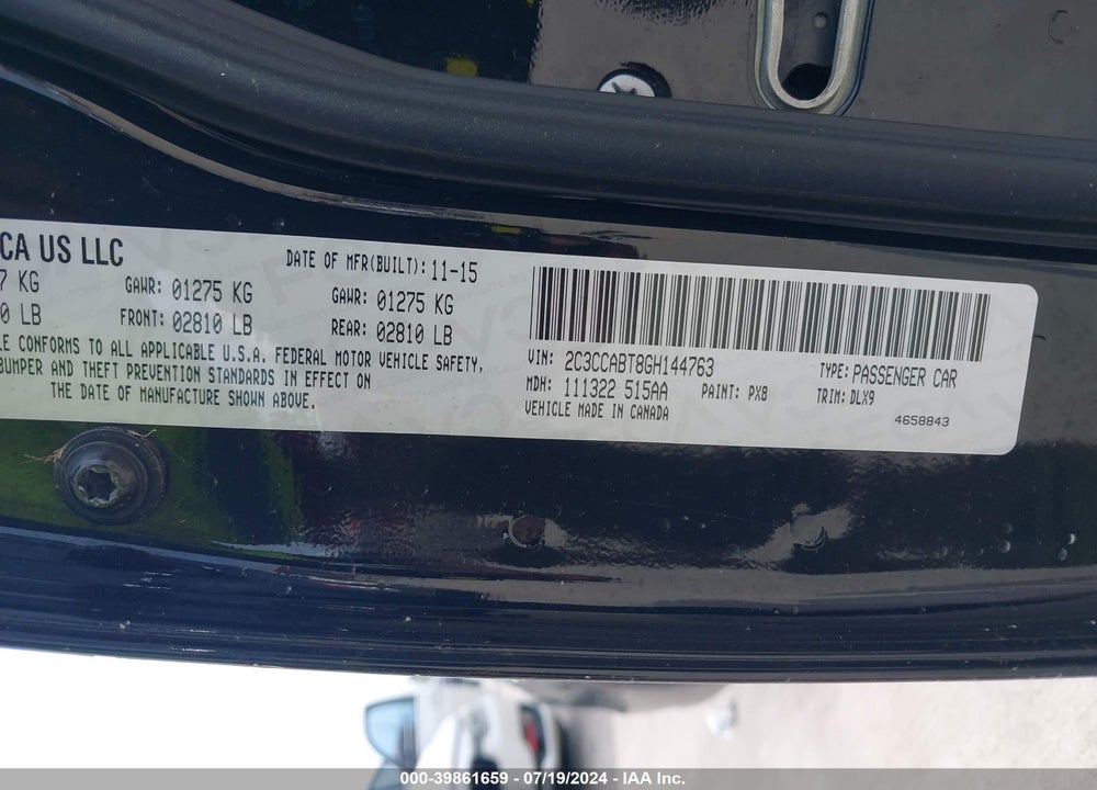 2016 CHRYSLER 300 300S VIN: 2C3CCABT8GH144763