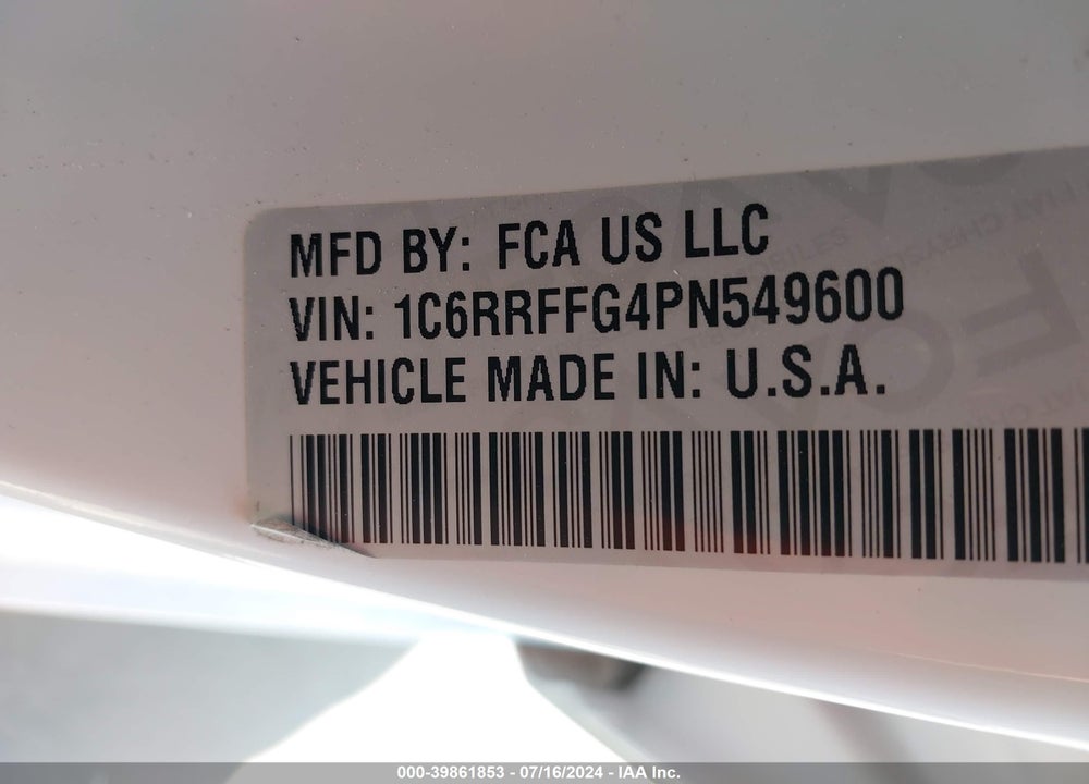 2023 RAM 1500 LONE STAR 4X4 5'7 BOX VIN: 1C6RRFFG4PN549600
