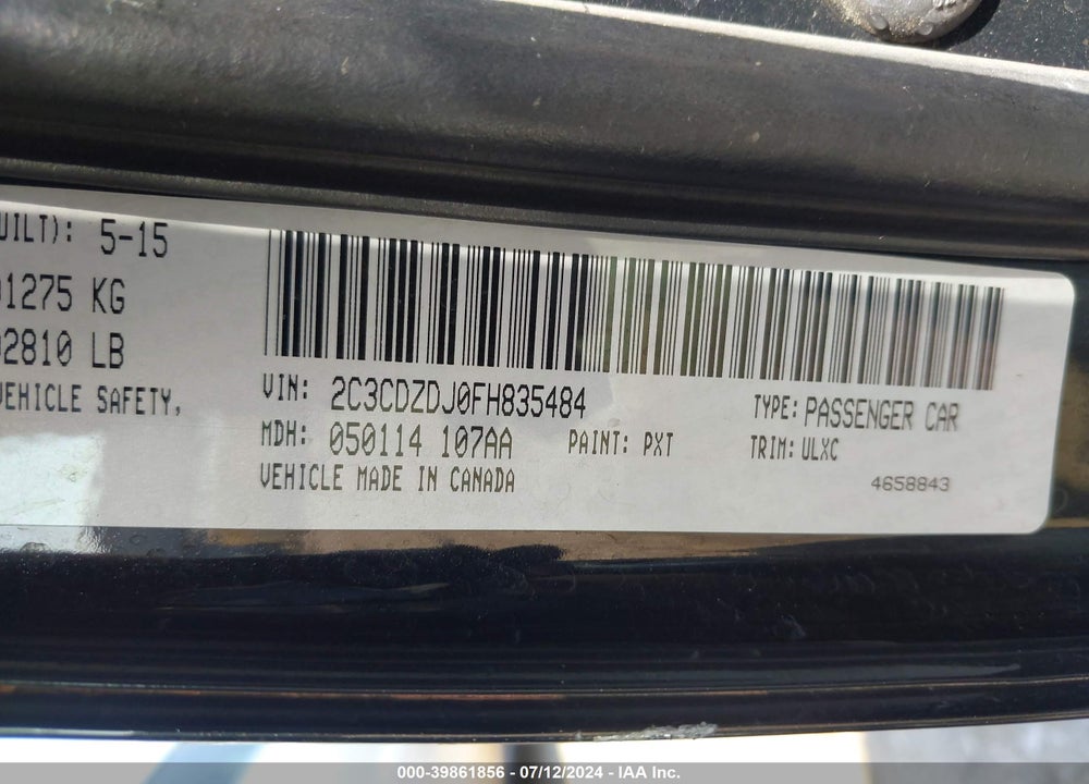 2015 DODGE CHALLENGER SRT 392 VIN: 2C3CDZDJ0FH835484