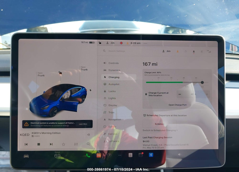 2019 TESLA MODEL 3 LONG RANGE/PERFORMANCE VIN: 5YJ3E1EB6KF391075