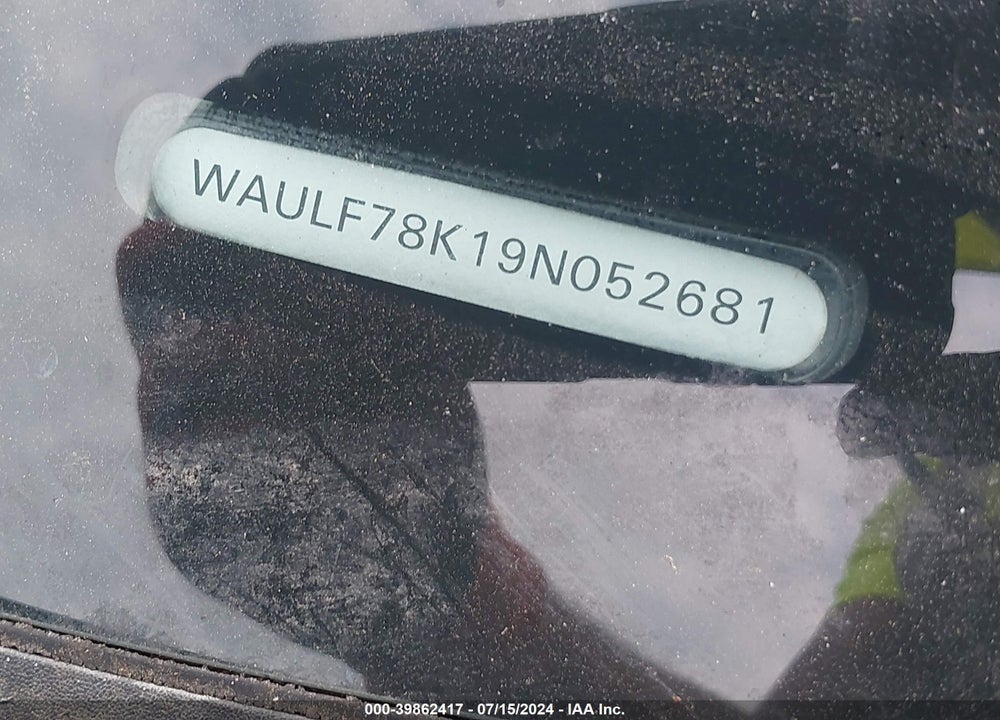 2009 AUDI A4 2.0T PREMIUM VIN: WAULF78K19N052681