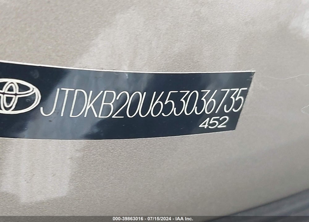 2005 TOYOTA PRIUS VIN: JTDKB20U653036735