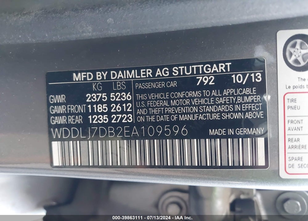 2014 MERCEDES-BENZ CLS 550 VIN: WDDLJ7DB2EA109596