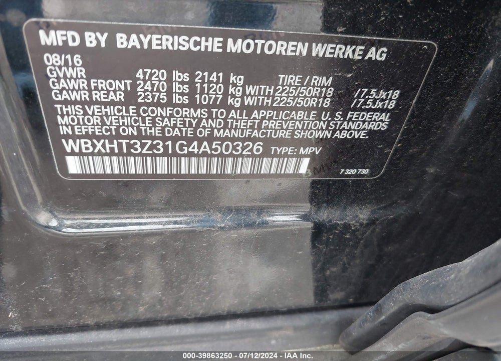 2016 BMW X1 XDRIVE28I VIN: WBXHT3Z31G4A50326