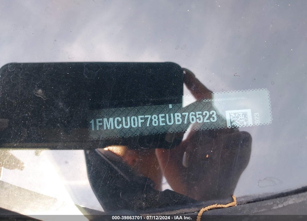 2014 FORD ESCAPE S VIN: 1FMCU0F78EUB76523