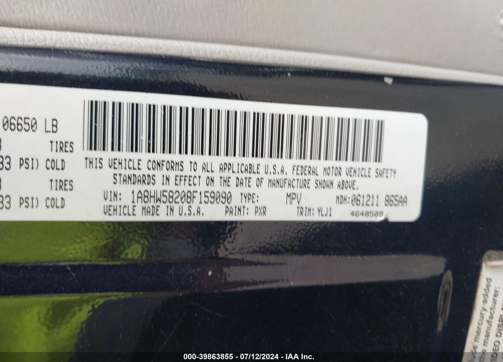 2008 CHRYSLER ASPEN LIMITED VIN: 1A8HW58208F159090