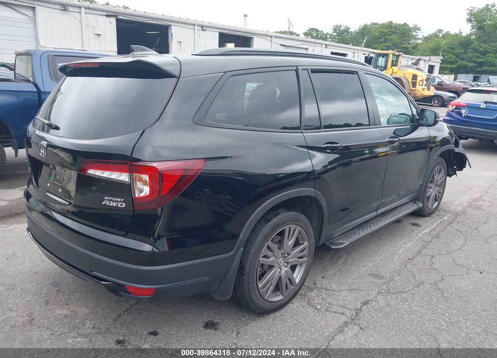 2022 HONDA PILOT AWD SPORT VIN: 5FNYF6H35NB100624