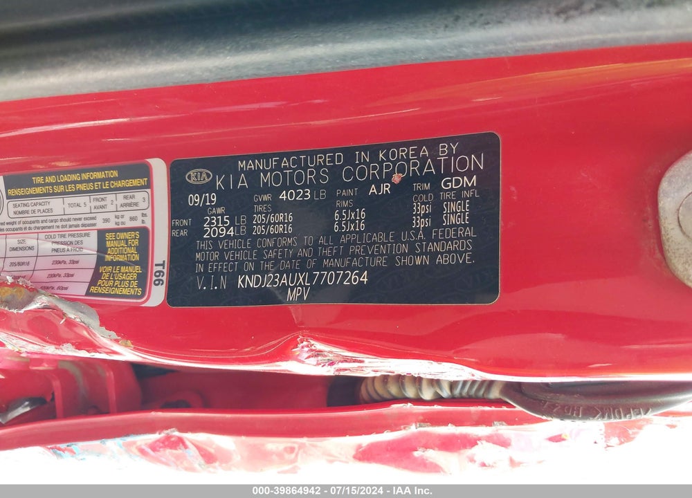 2020 KIA SOUL LX VIN: KNDJ23AUXL7707264