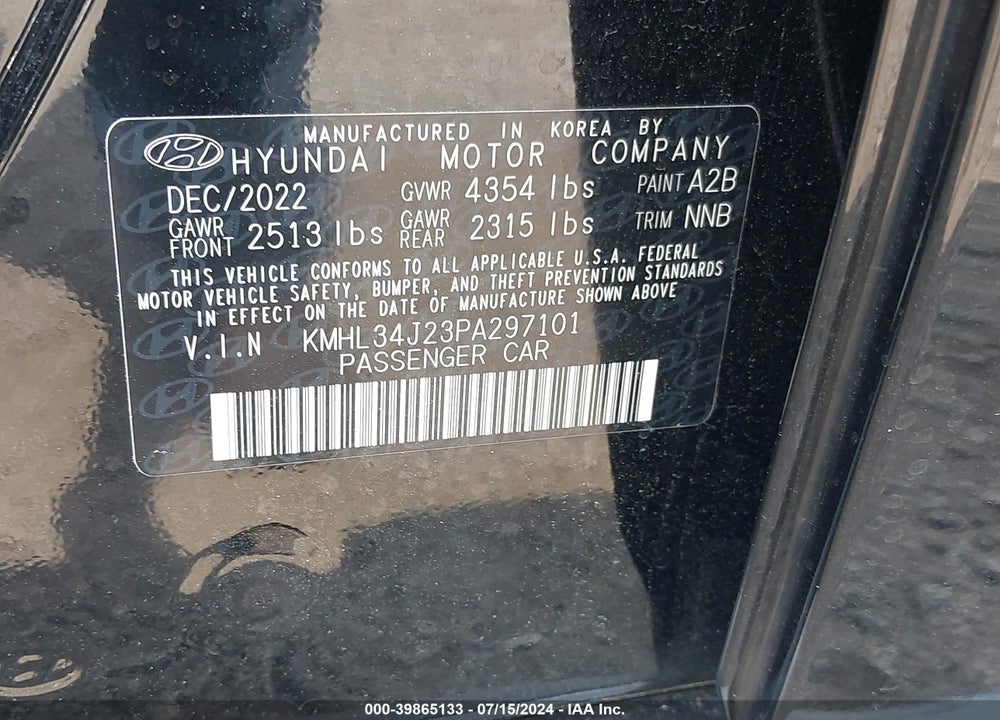 2023 HYUNDAI SONATA VIN: KMHL34J23PA297101