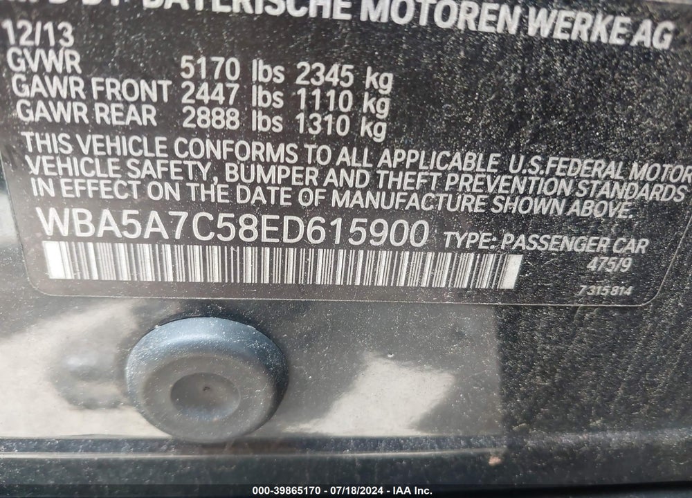 2014 BMW 528I XDRIVE VIN: WBA5A7C58ED615900