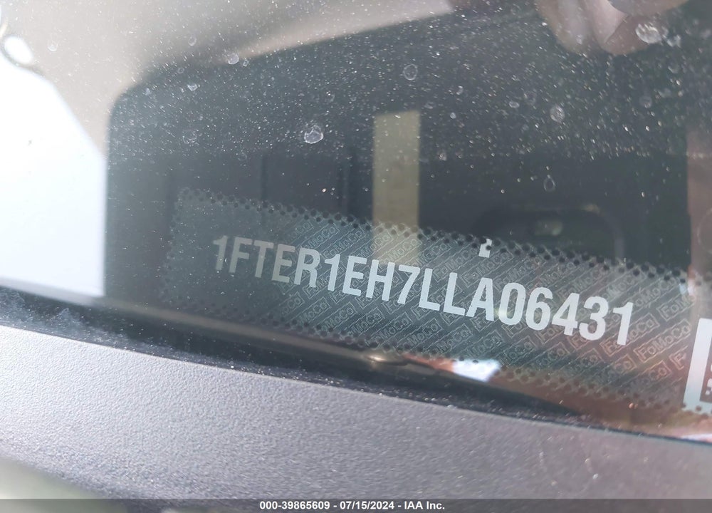 2020 FORD RANGER XLT VIN: 1FTER1EH7LLA06431