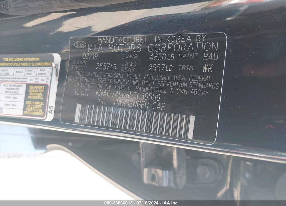 2020 KIA OPTIMA PLUG IN HYBRID EX VIN: KNAGV4LD8L5036559