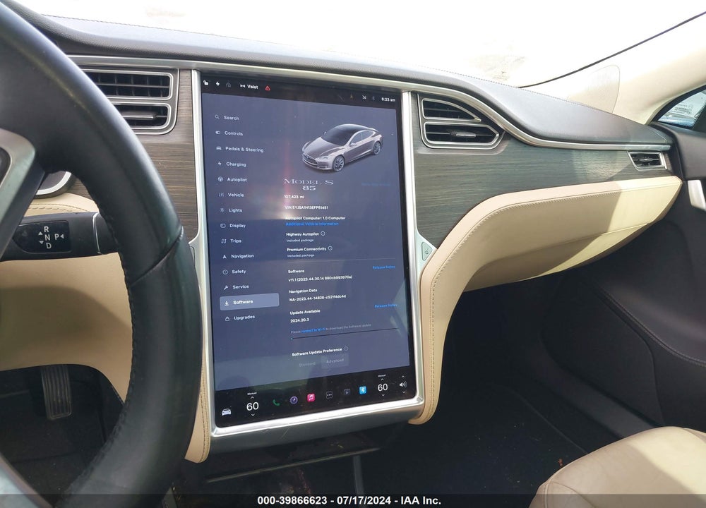 2014 TESLA MODEL S P85 VIN: 5YJSA1H13EFP51451