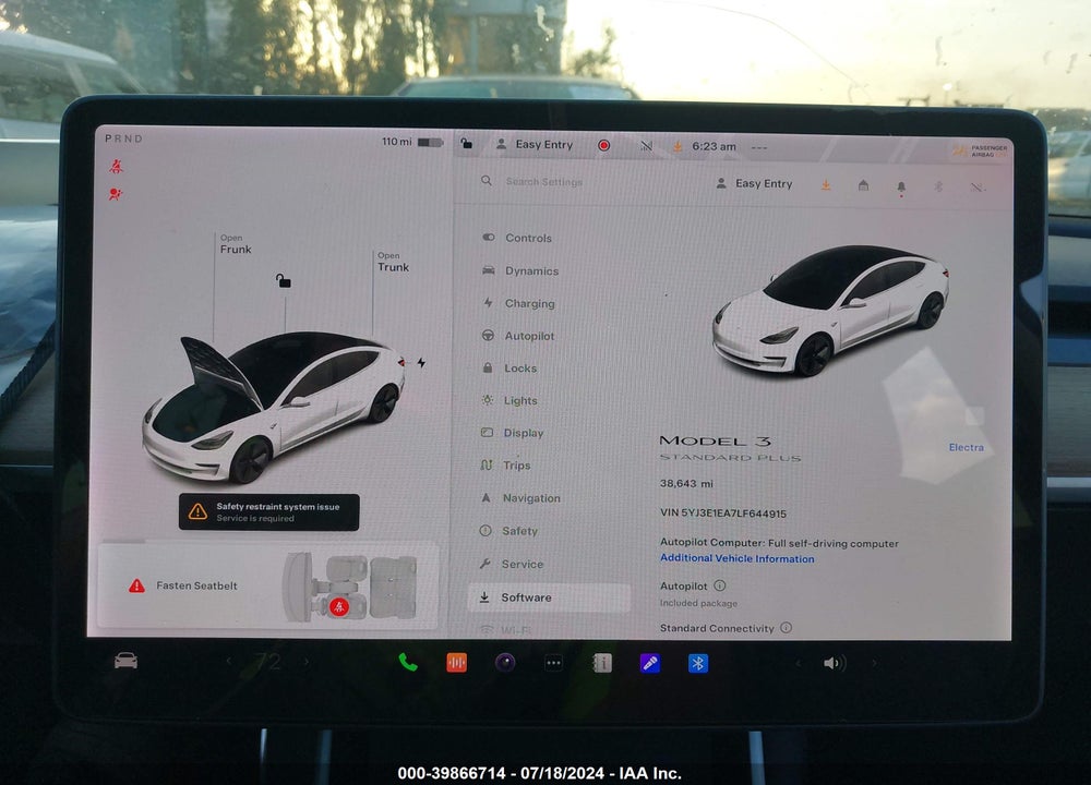 2020 TESLA MODEL 3 STANDARD RANGE PLUS REAR-WHEEL DRIVE/STANDARD RANGE REAR-WHEEL DRIVE VIN: 5YJ3E1EA7LF644915