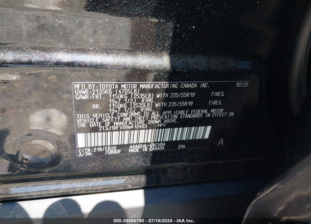 2024 TOYOTA RAV4 ADVENTURE VIN: 2T3J1RFVXRW410483