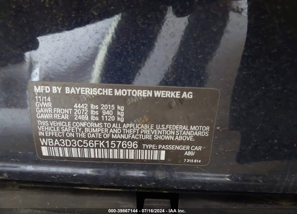 2015 BMW 328D VIN: WBA3D3C56FK157696