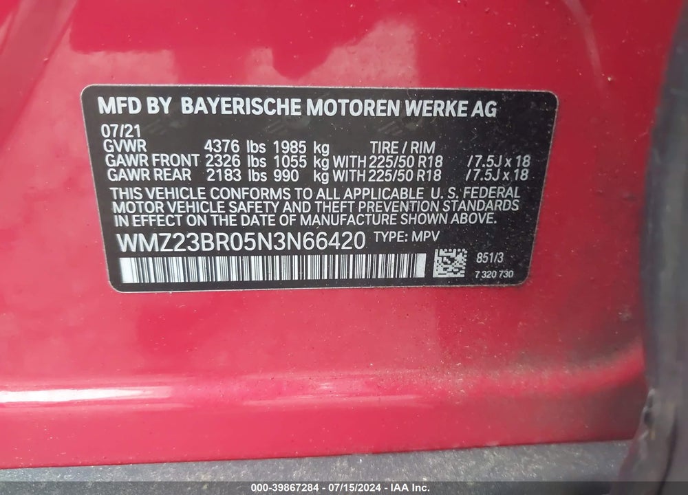 2022 MINI COUNTRYMAN COOPER VIN: WMZ23BR05N3N66420